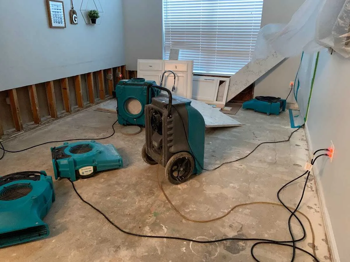 Dehumidifier in flood-cut room for Water Extraction & Removal in Lehi